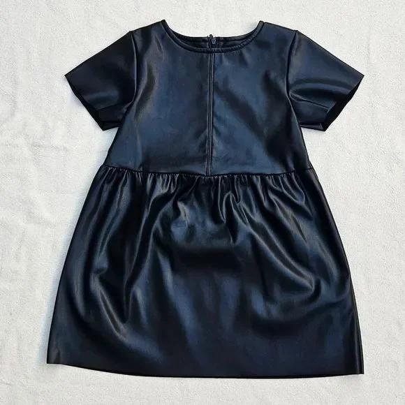 Dresses | Wondernation Black Faux Leather Short Sleeve Dress Size Xs 45 |  Poshmark